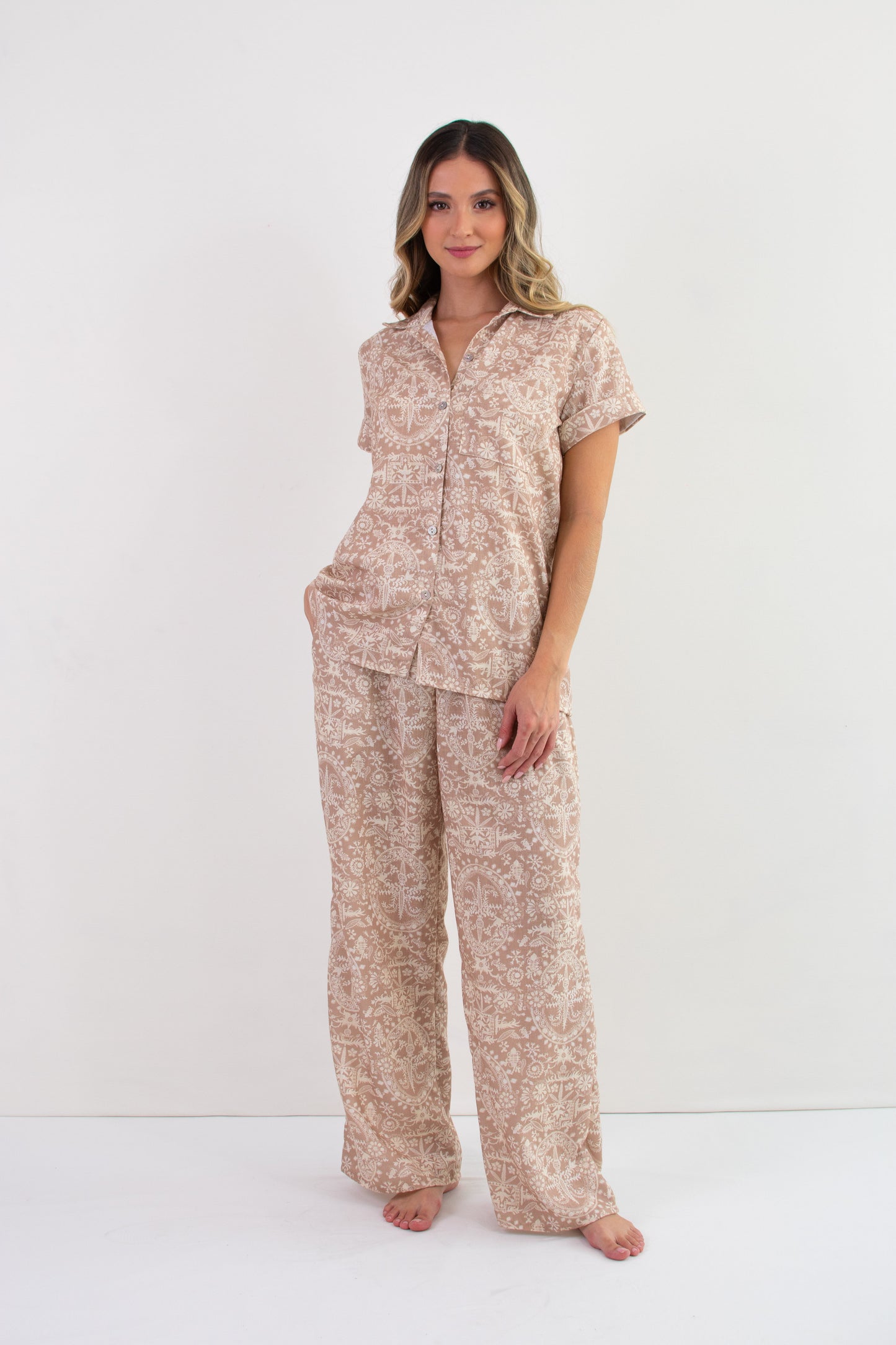 Pijama mujer pantalón blusa manga corta