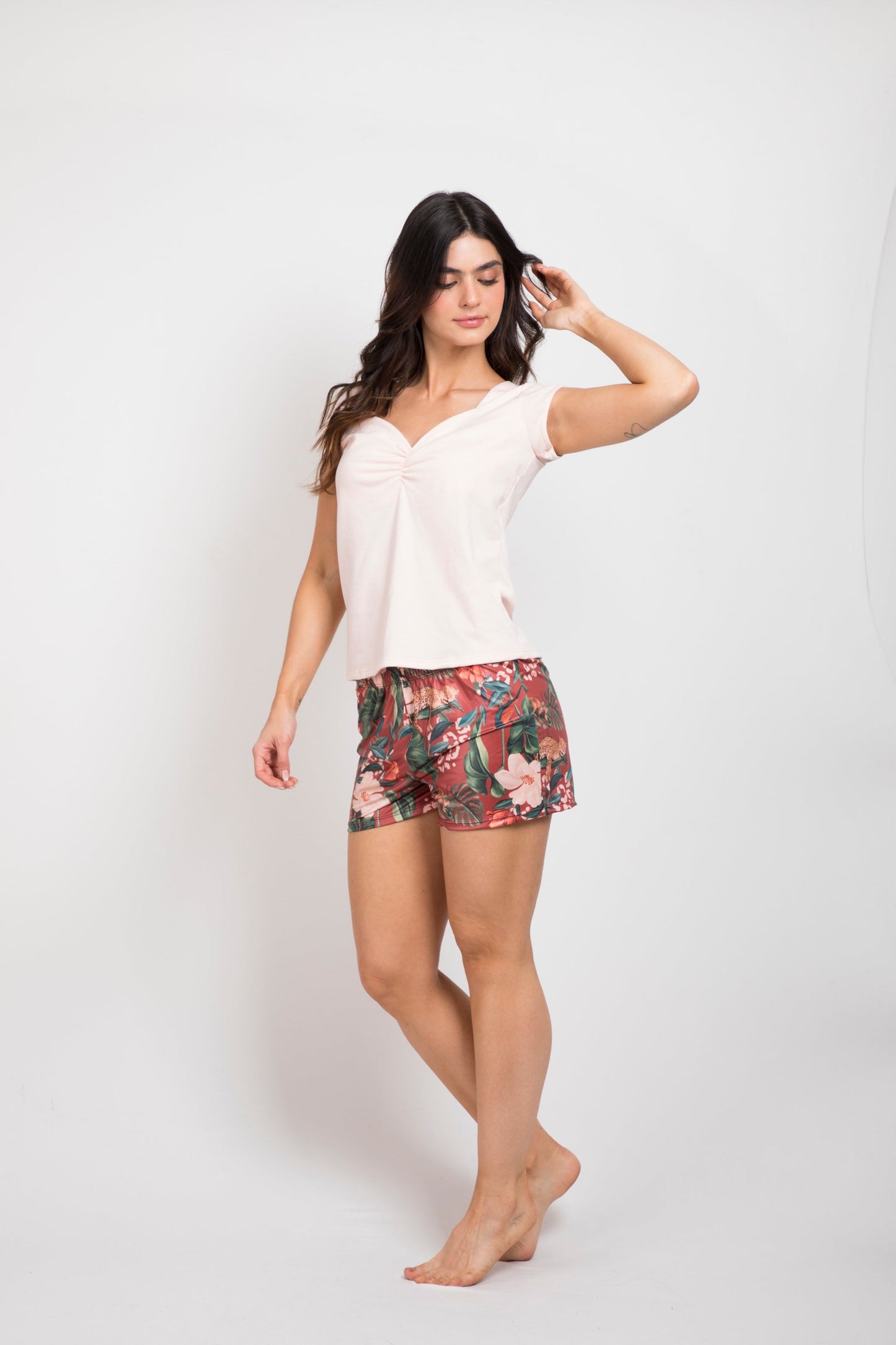 Pijama mujer short blusa manga corta