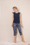 Pijama mujer plus capri blusa manga cort