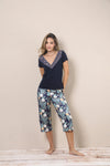 Pijama mujer plus capri blusa manga cort