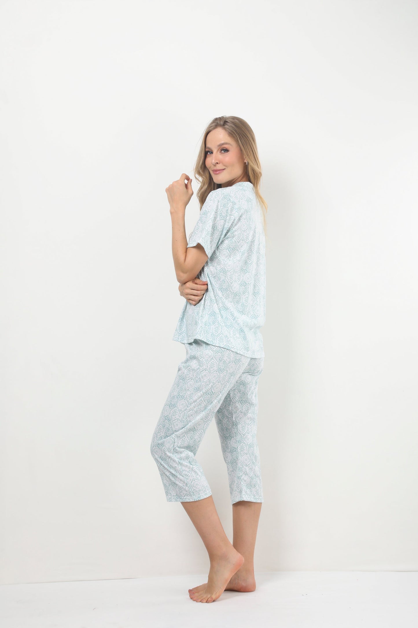 Pijama mujer capri blusa manga corta