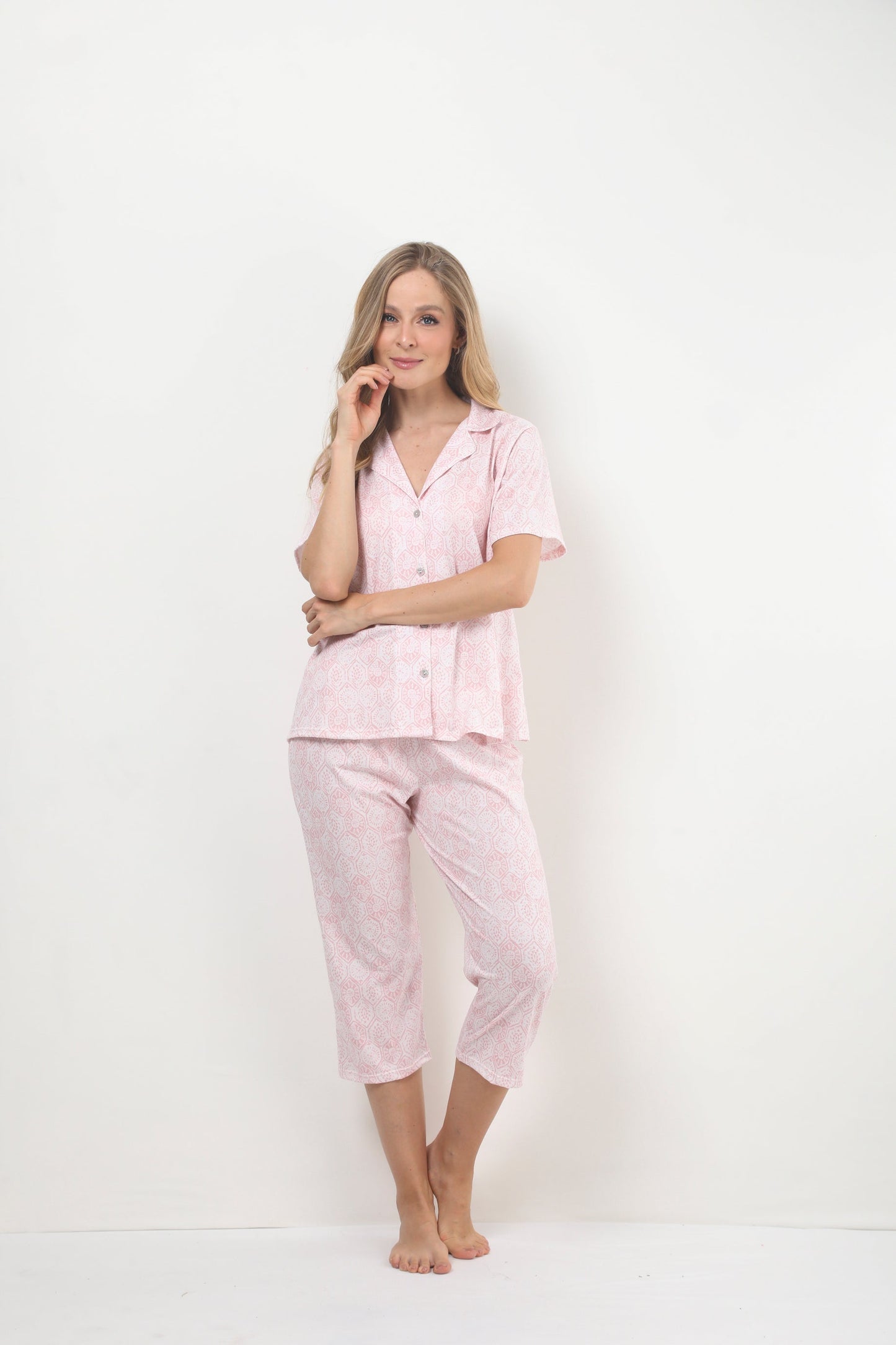 Pijama mujer capri blusa manga corta