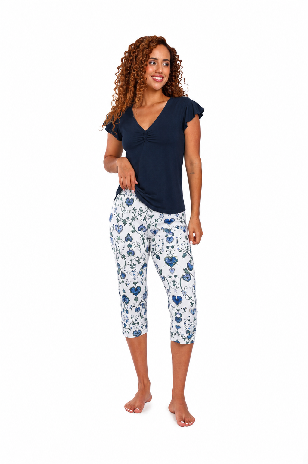 Pijama mujer capri blusa manga corta