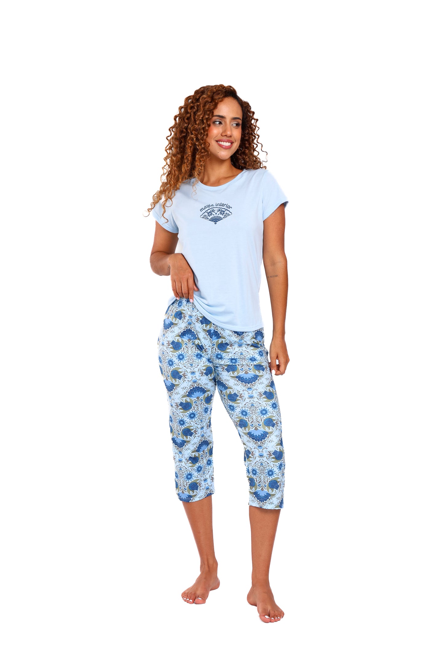 Pijama mujer capri blusa manga corta