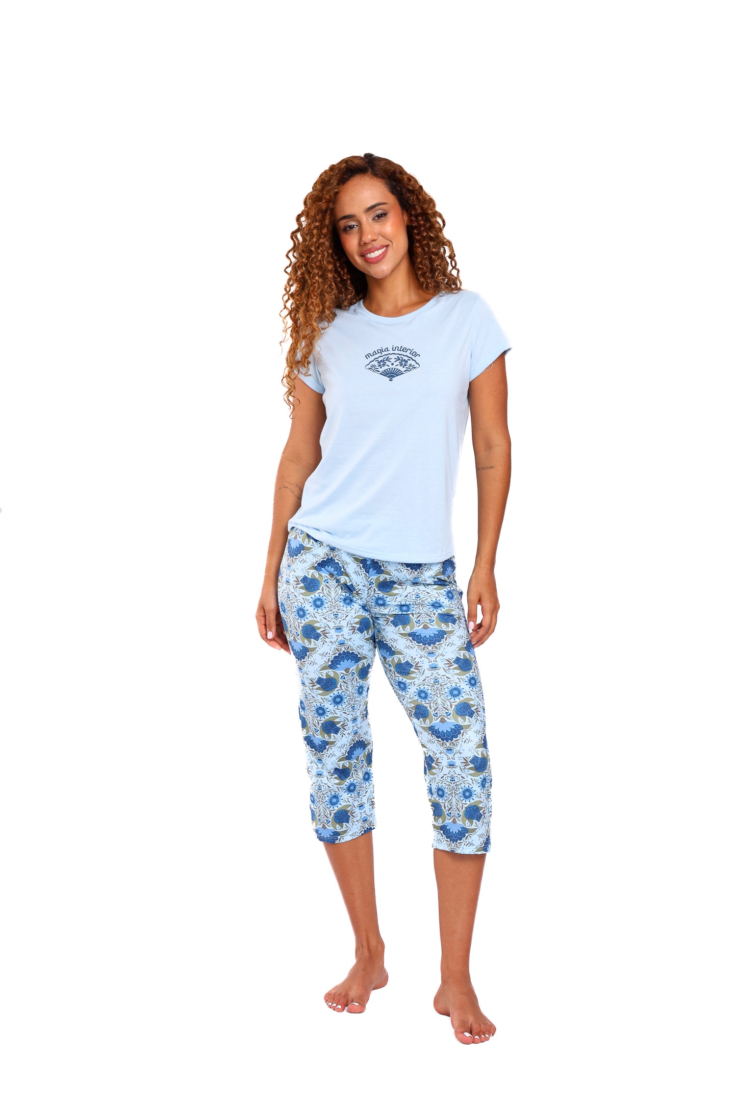 Pijama mujer capri blusa manga corta