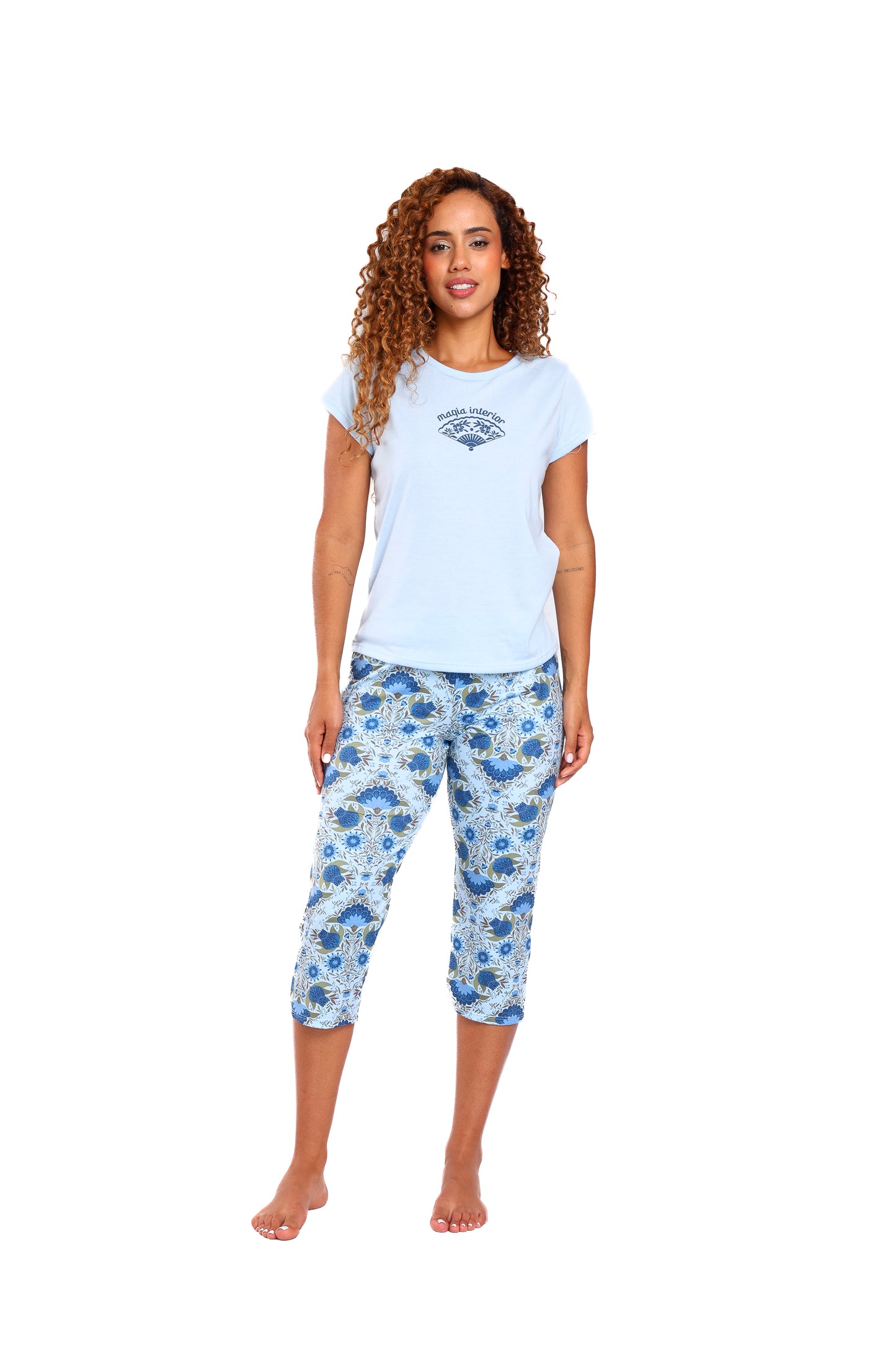 Pijama mujer capri blusa manga corta