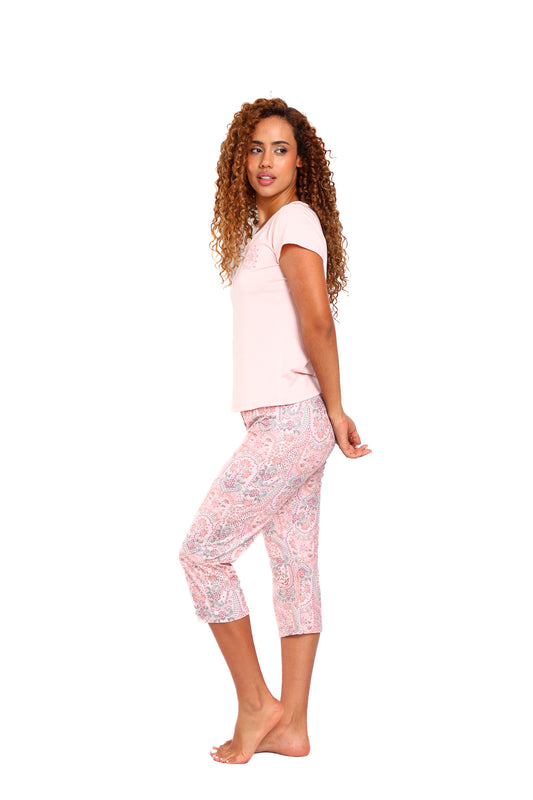 Pijama mujer capri blusa manga corta