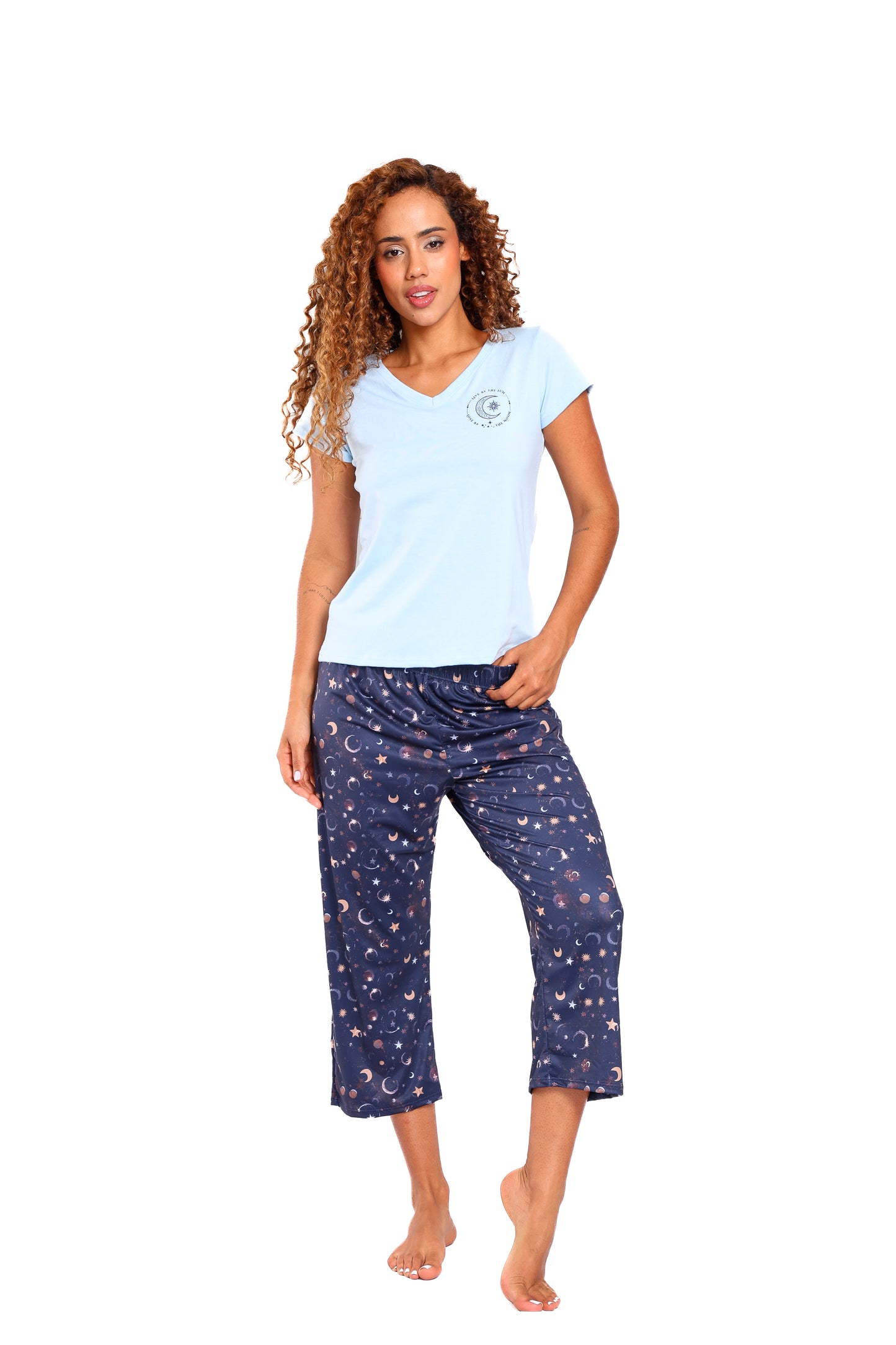 Pijama mujer capri blusa manga corta