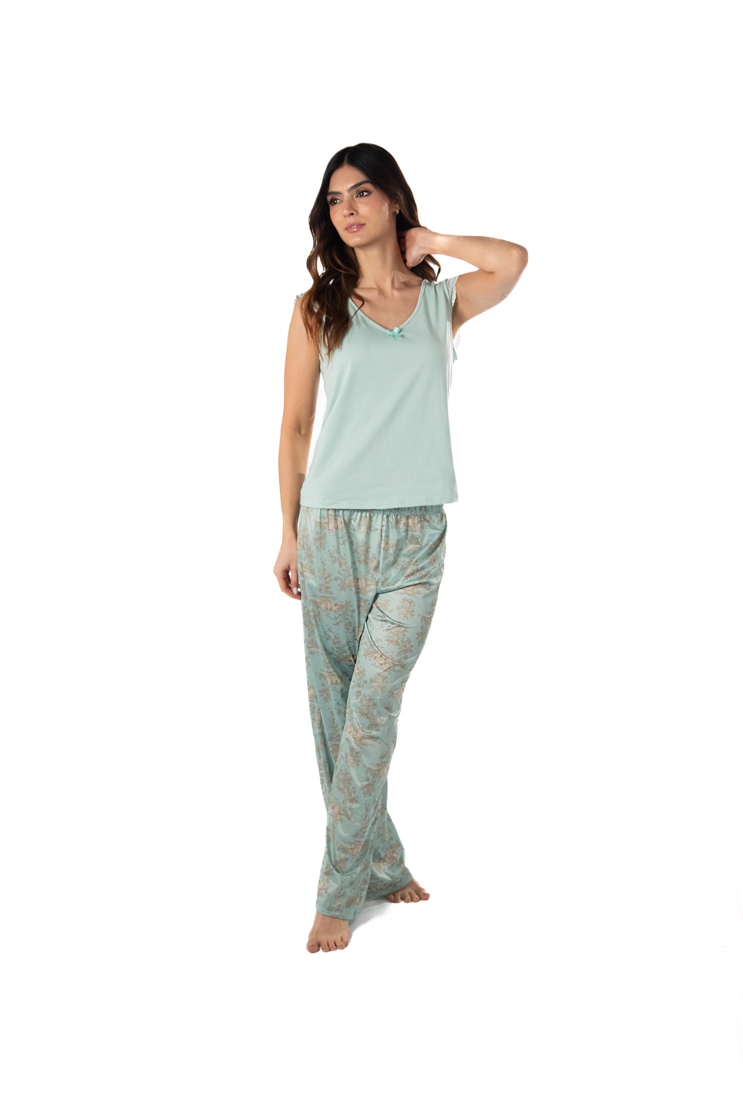 Pijama mujer pantalón blusa manga corta