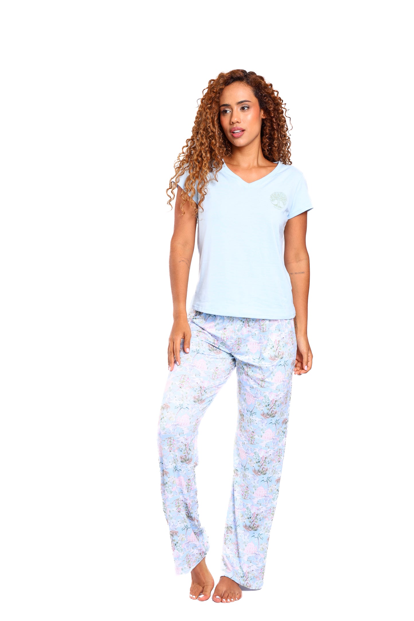Pijama mujer pantalón blusa manga corta